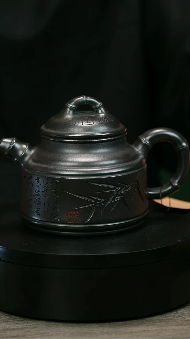 茶壶紫砂再**缘H2190李小琴石黄刻绘竹鼎