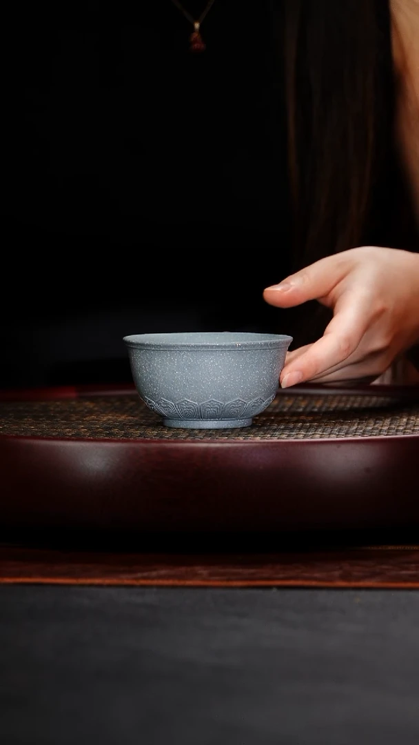 茶壶紫砂如意纹雪花绿主人杯8 TL