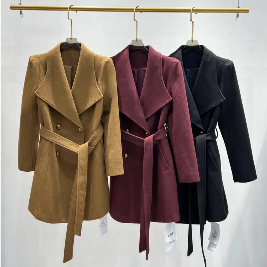 韩版百搭长袖春款风衣版型呢冬季大衣中长款