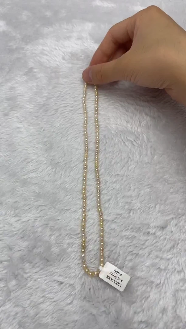 海水珍珠银S925镶嵌项链AK羽皇金4-4.5mm