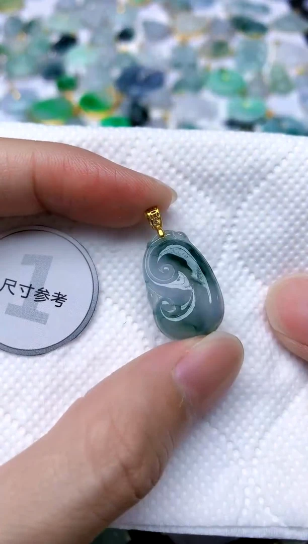 颈饰银S925镶嵌翡翠天然A货翡翠