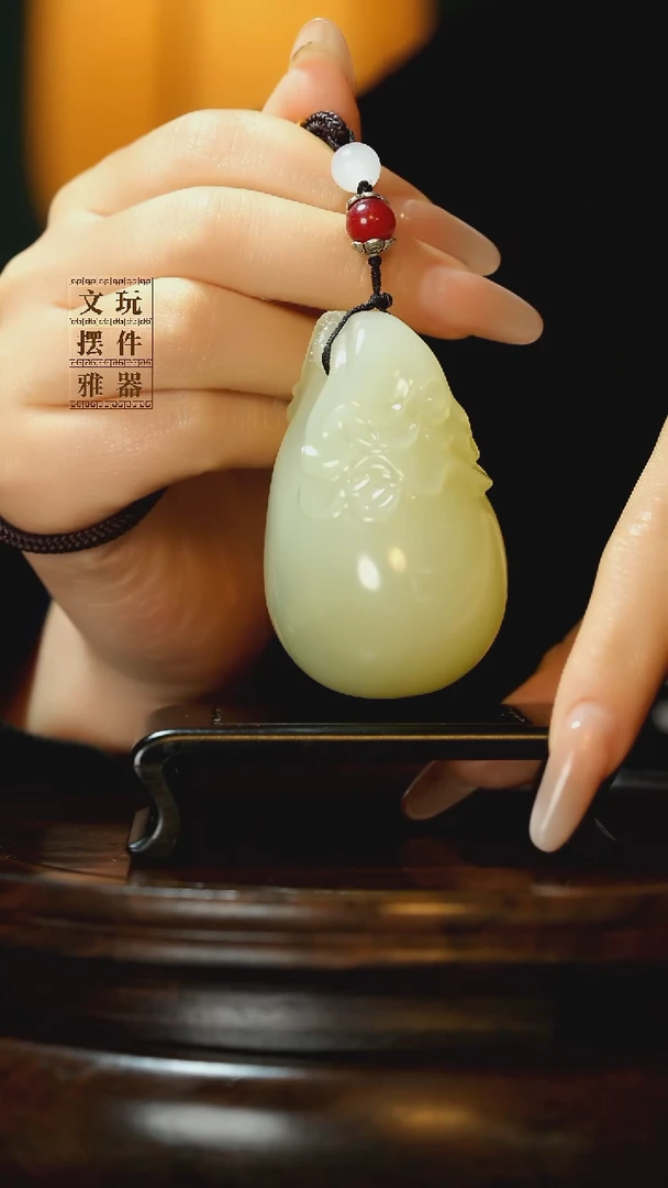玉《福袋富得流油》手把件摆件