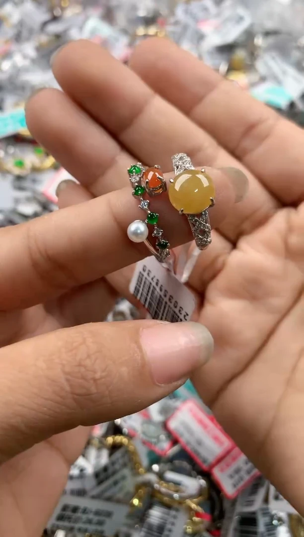 银S925镶嵌戒指翡翠4444----6