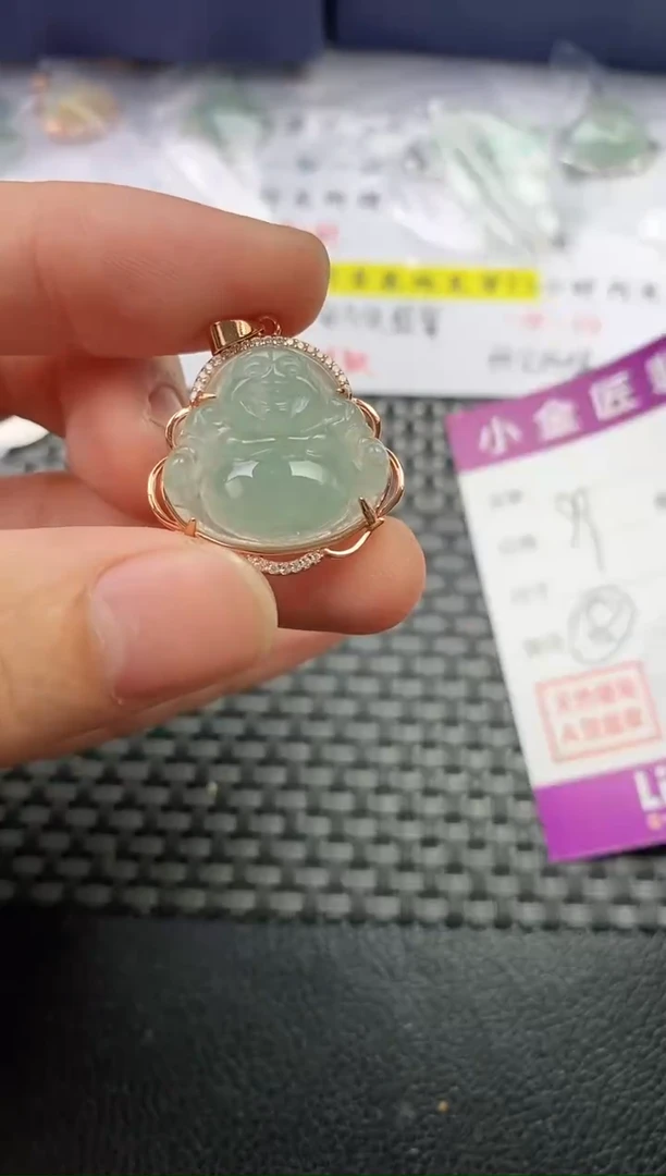 颈饰银S925镶嵌翡翠小*挂件