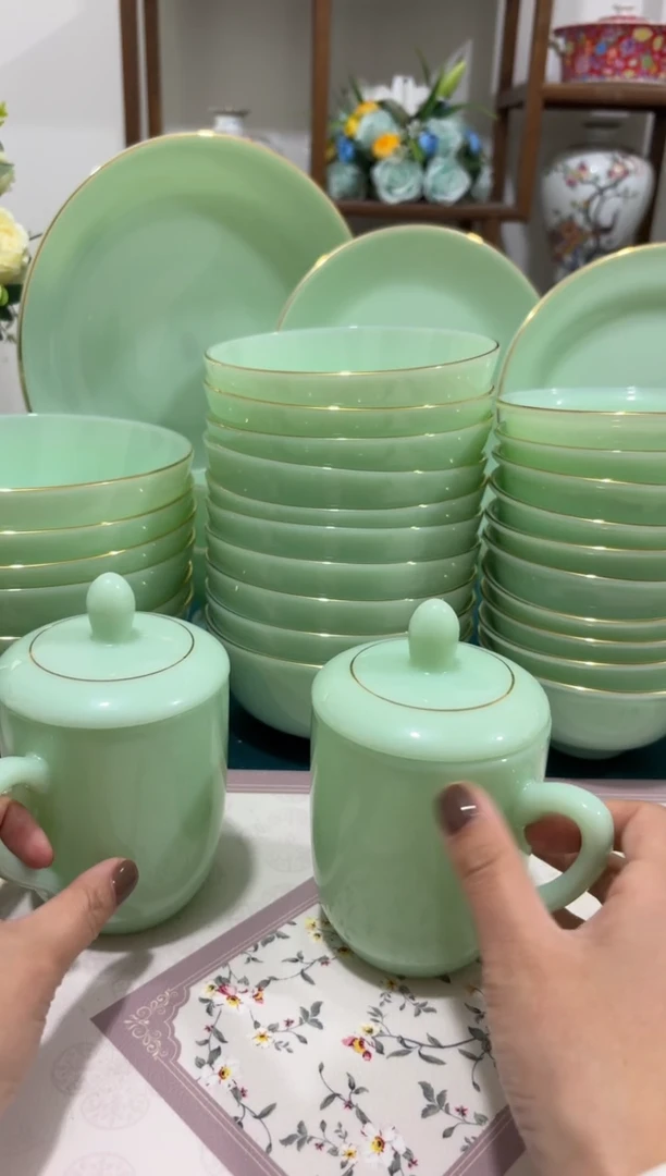 带盖子办公茶杯2个玉瓷
