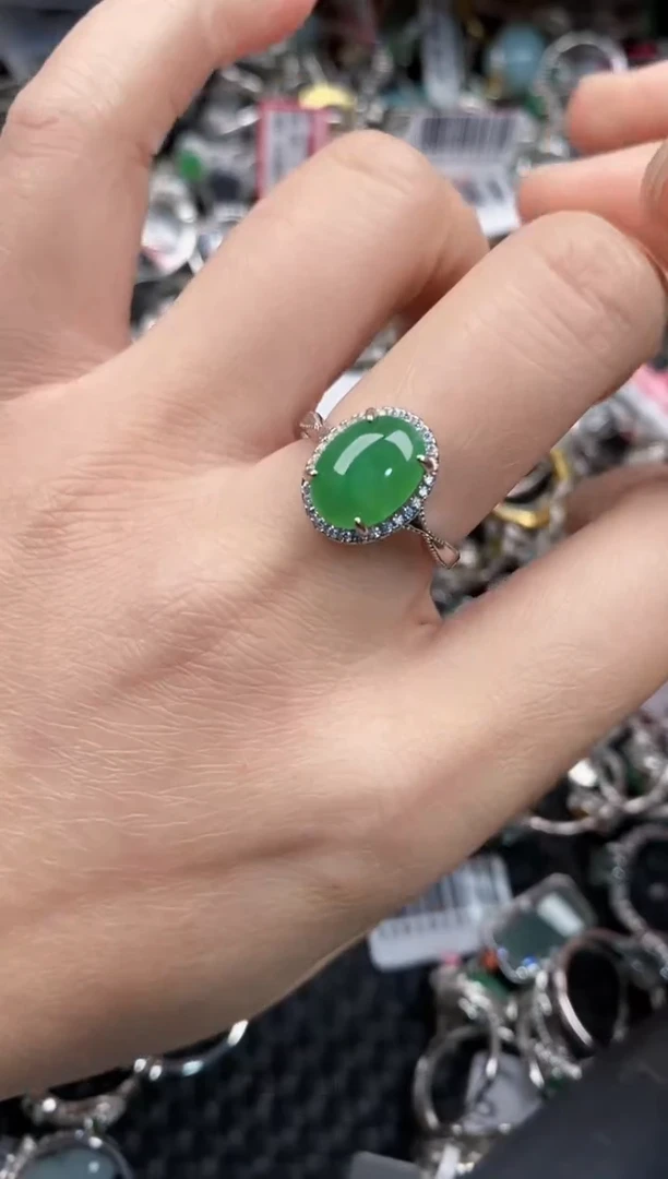银S925镶嵌戒指翡翠11                4