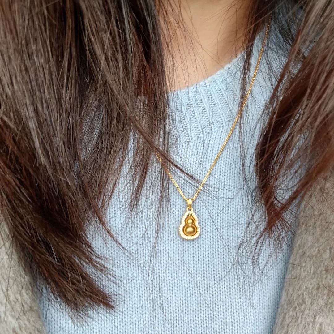 钛钢项链 【精工版】可旋转双面葫芦项链女款轻奢时尚毛衣链X-117