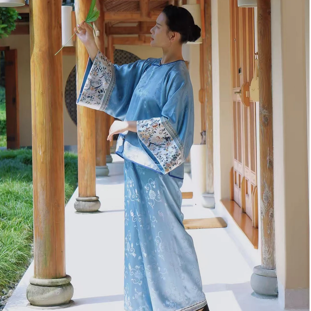 琵琶襟盘金打籽套装丨晏熹堂新中式国风套装