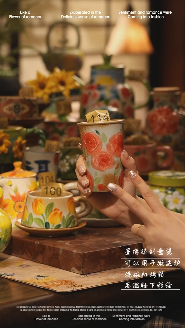 陶瓷景德镇高温手绘釉下彩设计师款式