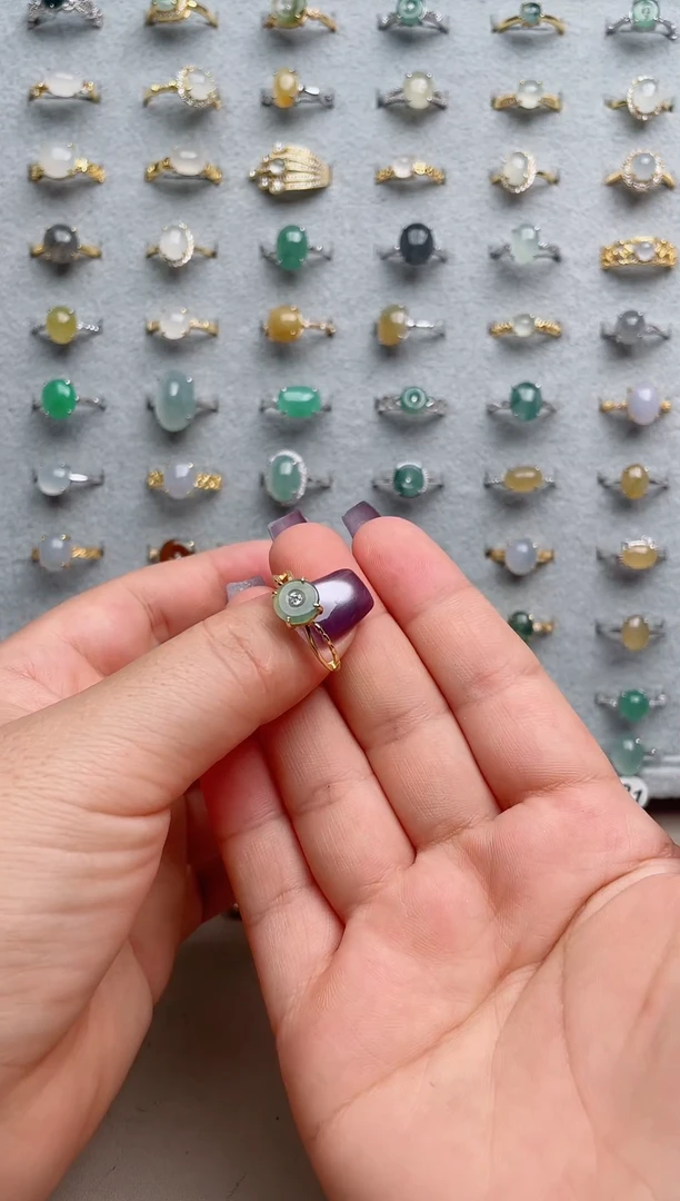 翡翠戒指银S925镶嵌.