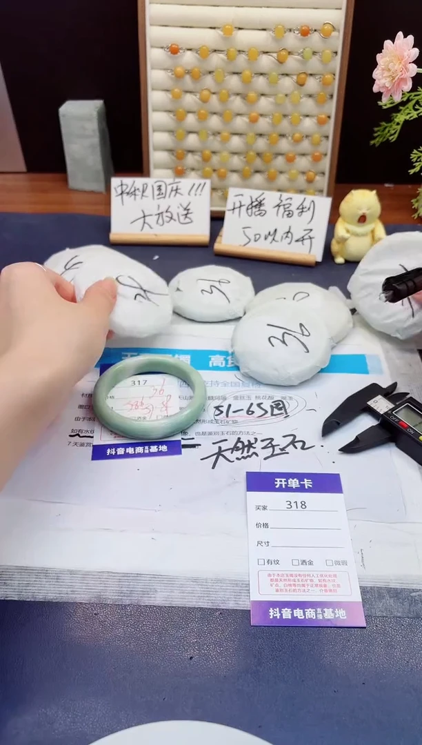 未镶嵌手镯石英质玉317-翠玉-圈口58