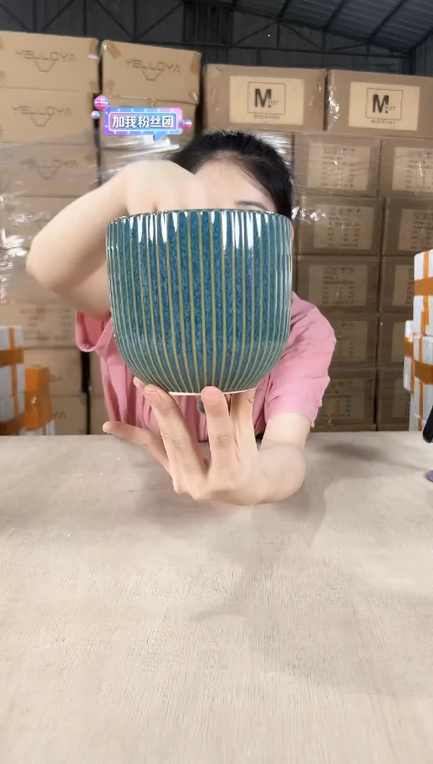 杯型条纹孔雀蓝小号13x12