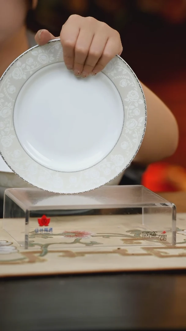 4个微瑕白玫瑰8英寸汤盘