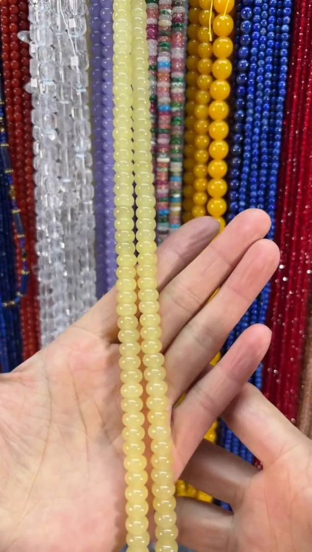 合金玛瑙/玉髓珠宝半成品黄玉算盘卡8一条