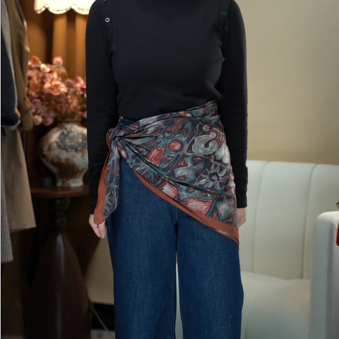 A903经典简约百搭多功能保暖装饰丝巾圆领休闲针织民族风星月织梦