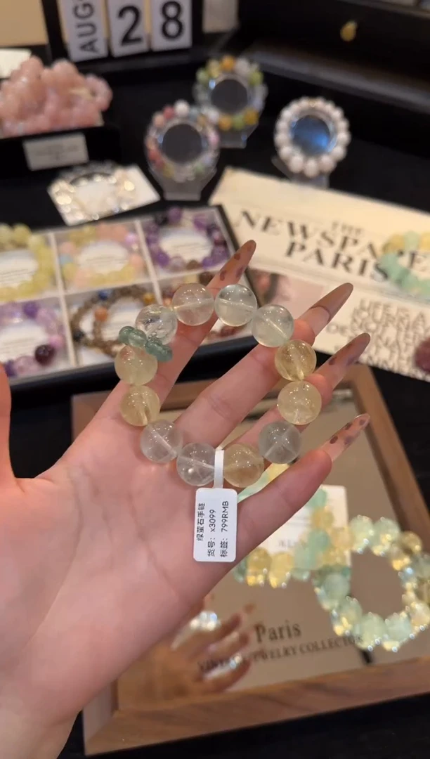 合金手链水晶绿萤石手链x3099