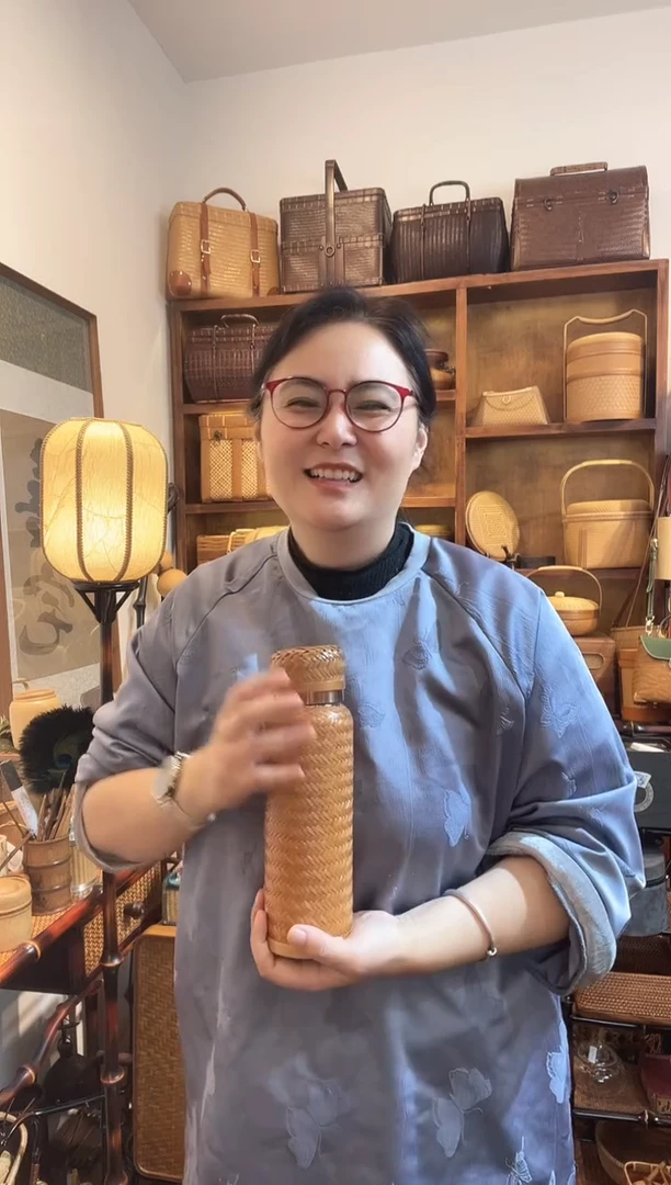 py156大漆篾编温显保温杯