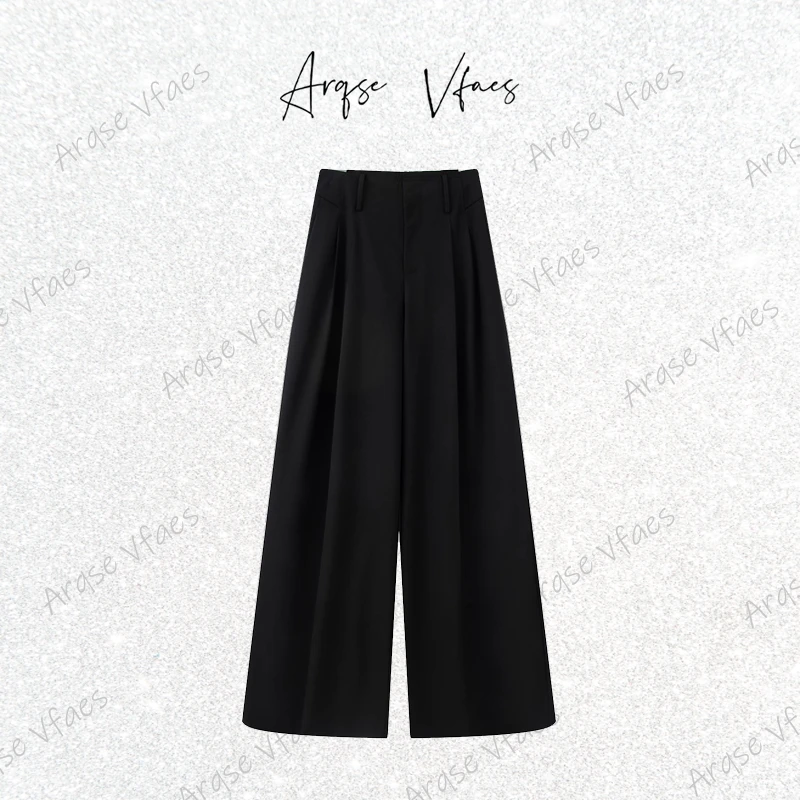 @ 艾家同款2025夏新款休闲黑色直筒下垂感裤子老钱风长裤AR303011