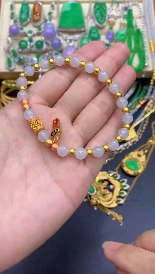 足金镶嵌手链翡翠291-中国好珍宝