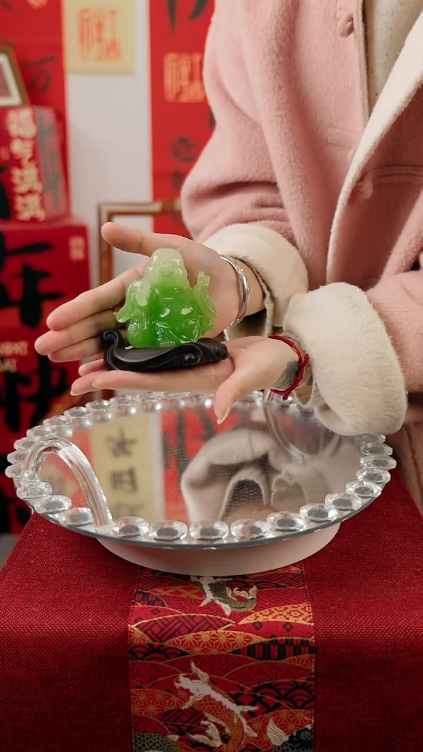 【闪购商品】琉璃玉质感绿弥勒佛摆件