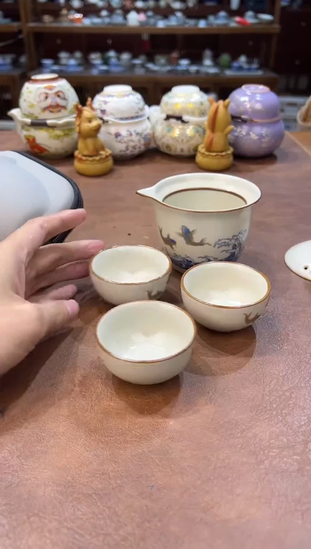 真的很便宜超好看会开片的旅行茶具