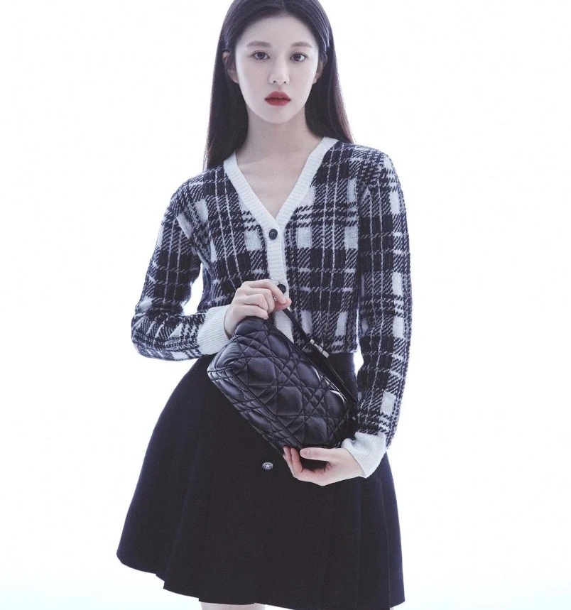 99新 DIOR/迪奥  IW0606  格纹马海毛V领开衫外套 38码