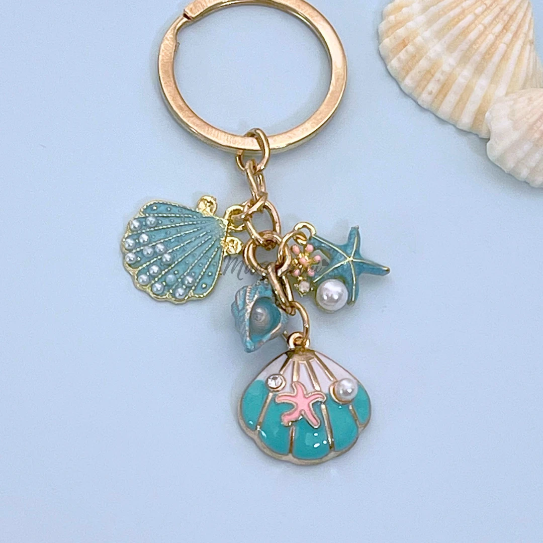 Furui 海洋系列滴油金属钥匙环钥匙扣【蓝色海螺】