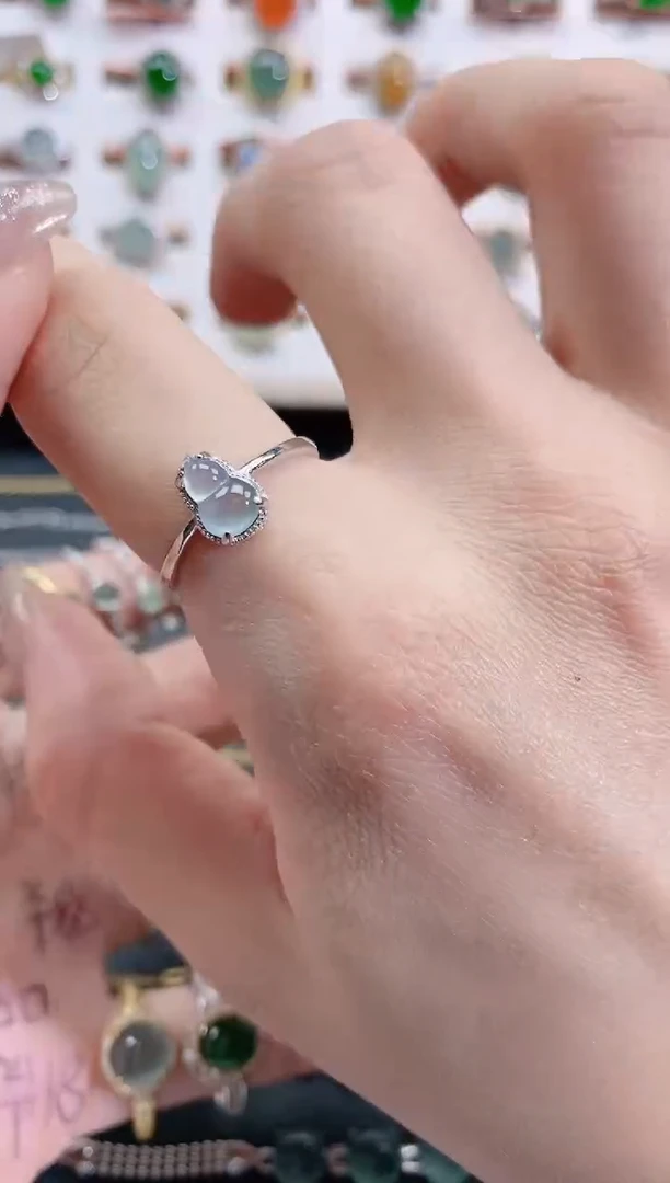 银S925镶嵌戒指翡翠天然翡翠