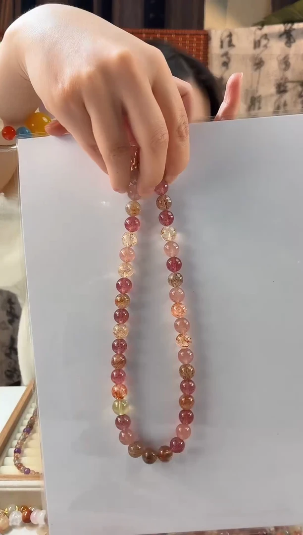 颈饰未镶嵌水晶雪姐草莓晶黑金超七项链