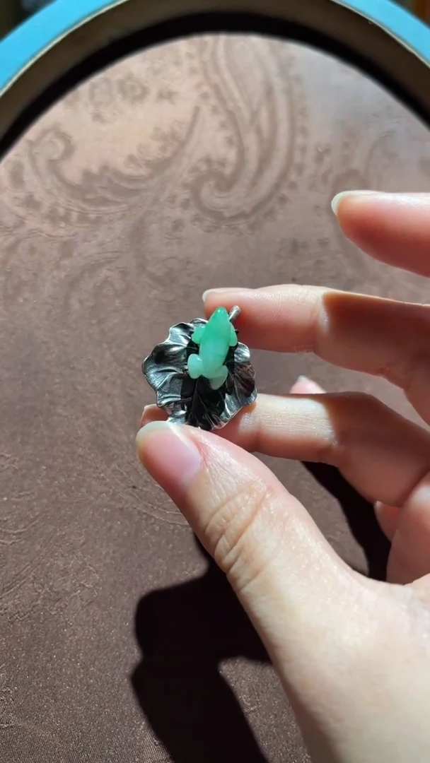 翡翠银S925镶嵌吊坠(不含链)红翡绿翠