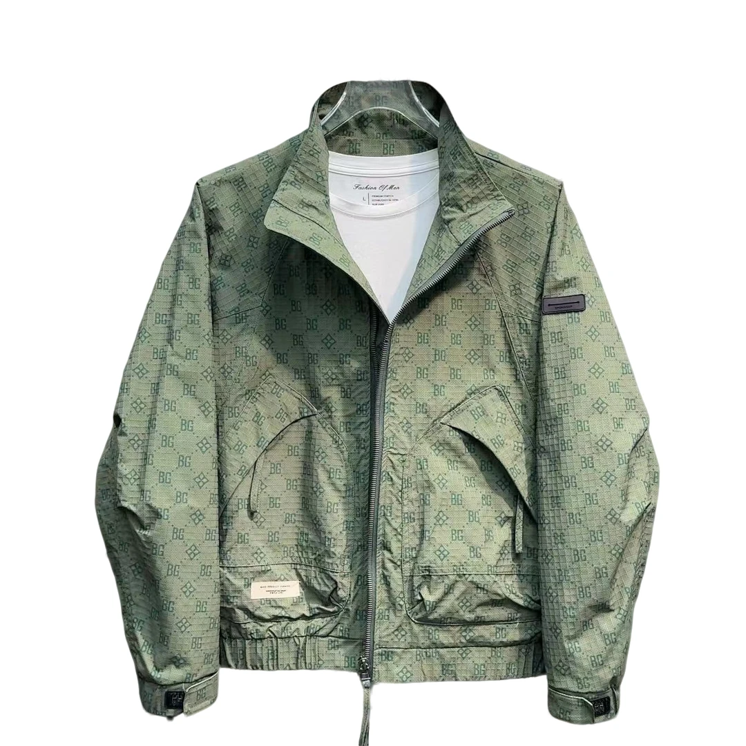 2025春季新款痞帅立领夹克青年潮牌男士上衣休闲潮流潮男港风外套