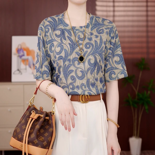 2025杭州专柜高品质薄夏打底套头衬衫女气质休闲清爽百搭Zz003