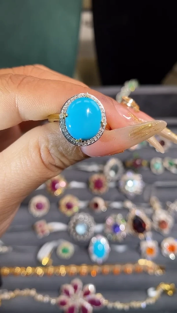 未镶嵌绿松石戒指天然绿松石戒指