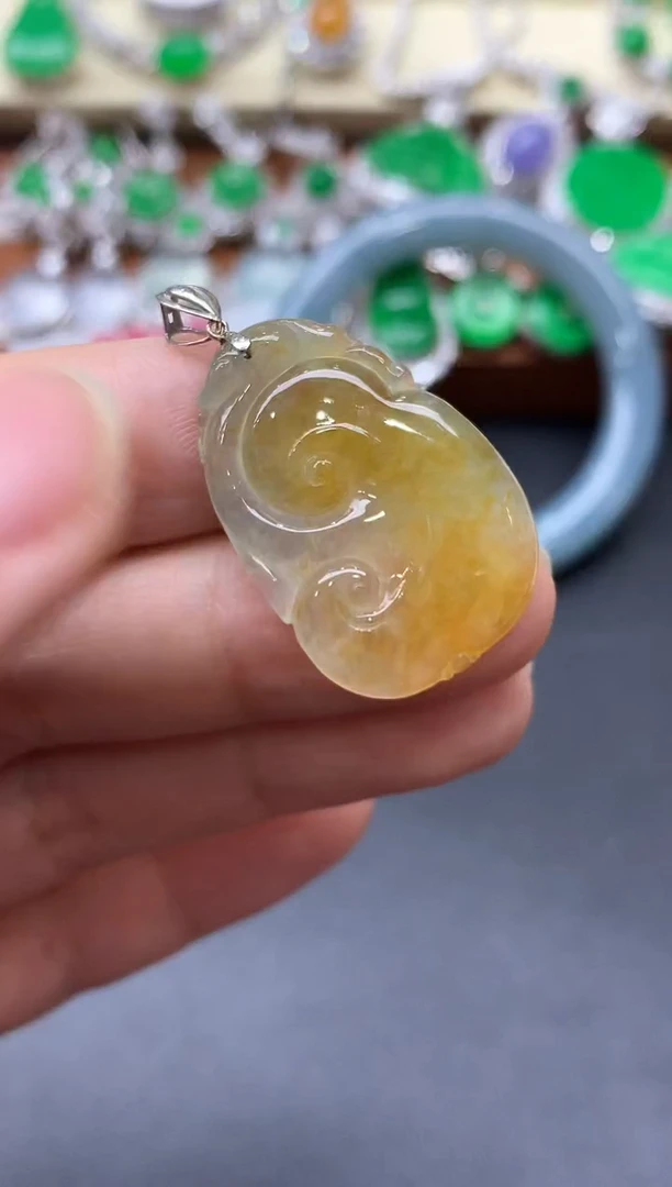 颈饰18K金镶嵌翡翠351-中国好珍宝