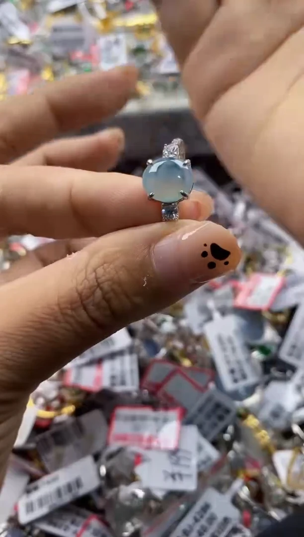 翡翠戒指银S925镶嵌33333   10