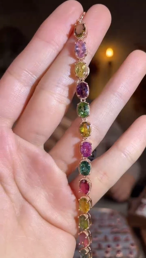 银S925镶嵌手链碧玺手链