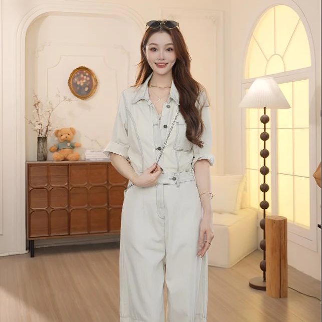 Basic House/百家好2025夏新款气质显瘦时尚连体服女558
