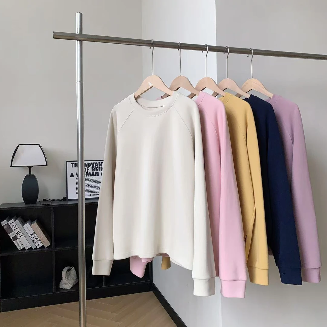素心轻奢 2025春款百搭休闲宽松圆领韩版卫衣12878
