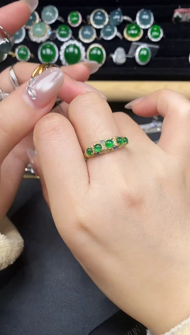 银S925镶嵌戒指翡翠783785