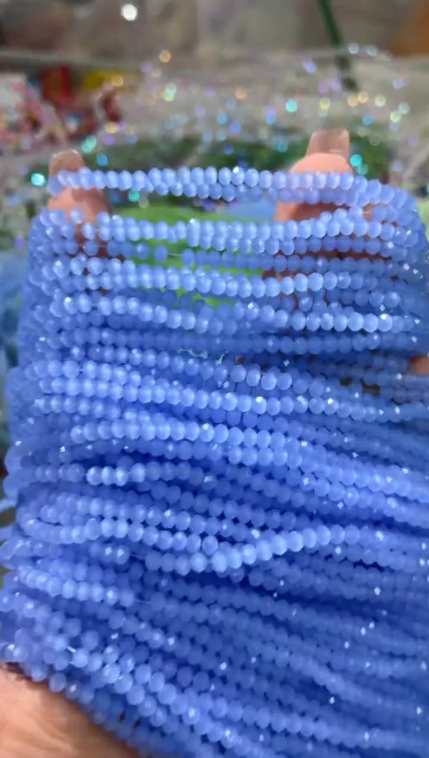 玻璃C128卡2水晶扁10条本色中蓝玉