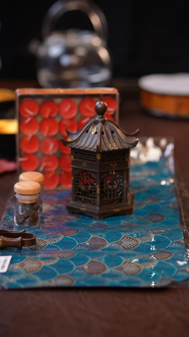 其他【半闲】铜也 | 烟雨江蓝六方炉（套装）