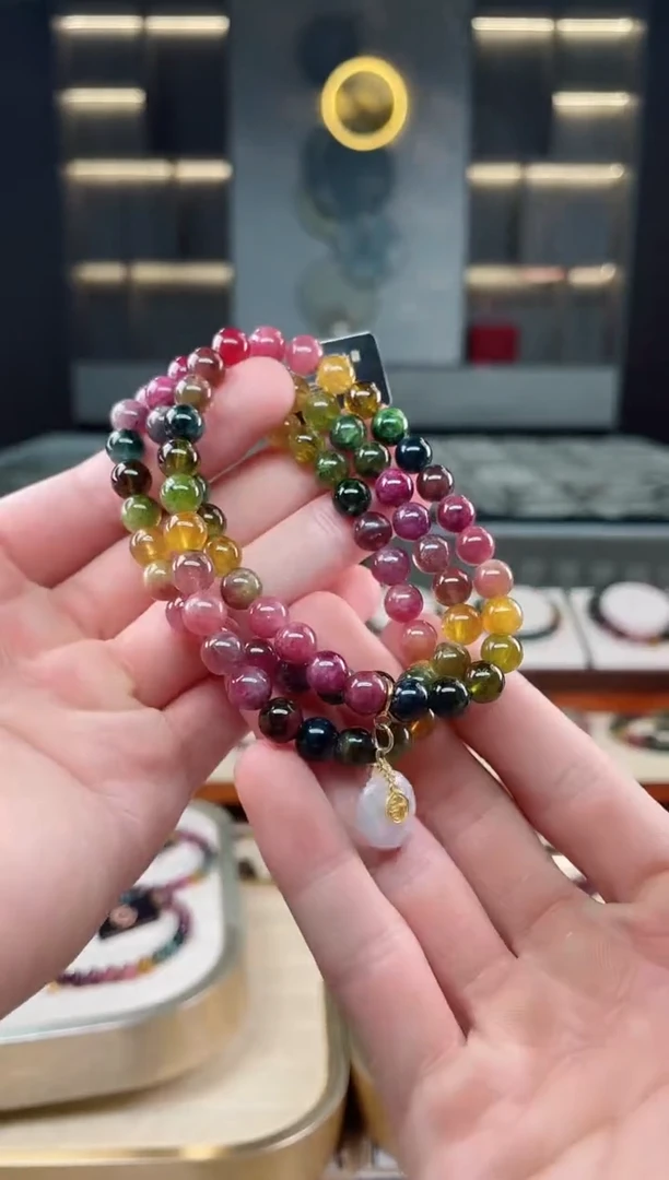 未镶嵌老矿碧玺三圈手串7mm+碧玺多样性发一条xion