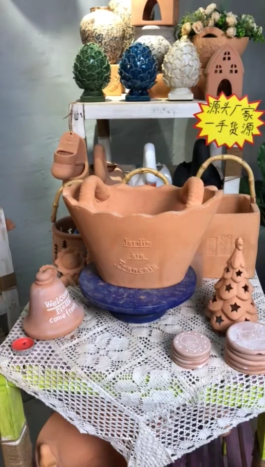 【新品】红陶花盆 1个装 红陶色 篮子盆提篮盆