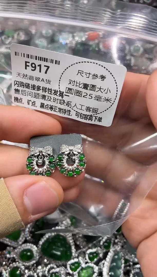颈饰未镶嵌翡翠F917耳钉