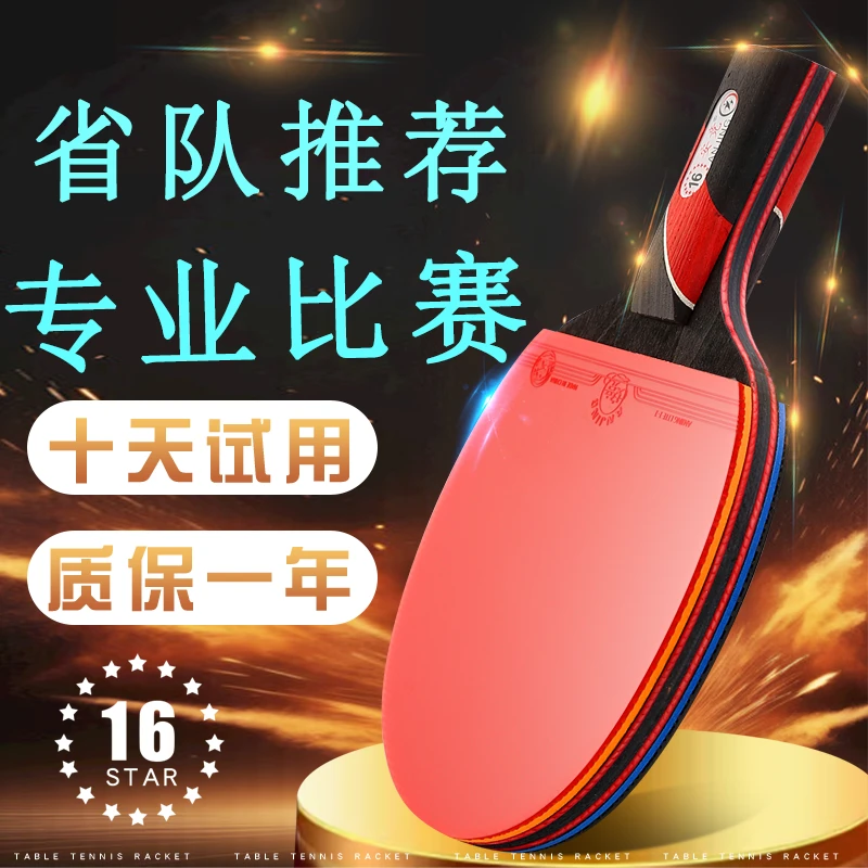 乒乓球拍一套初学者碳素十10星横拍直拍比赛专用高弹力成年人