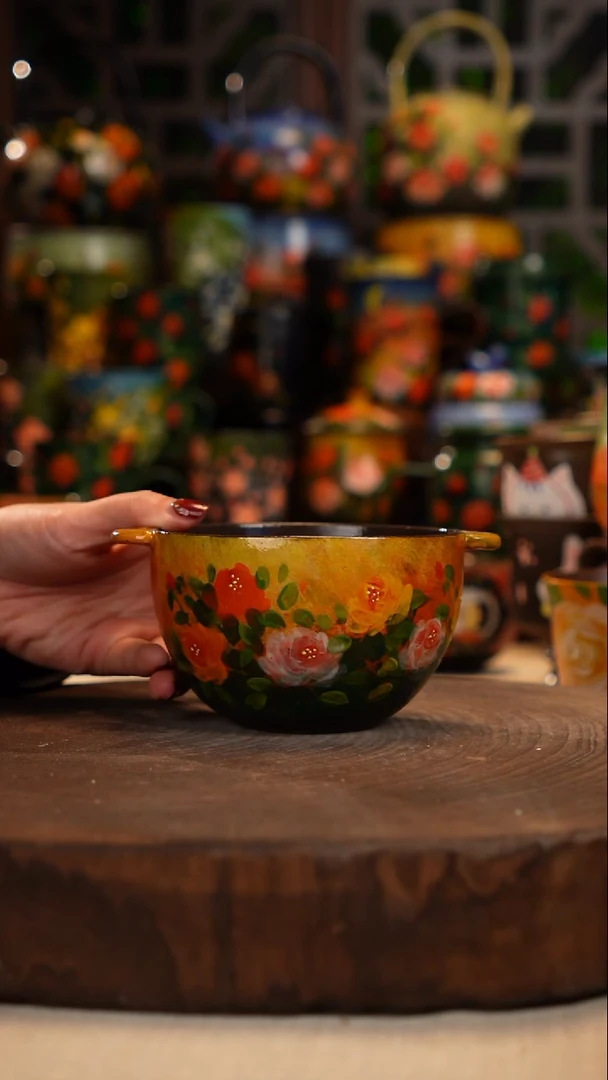 紫砂油画手绘釉下彩