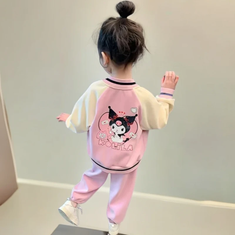 女童秋季新款卡通两件套休闲舒适运动风棒球服套装ABG-217