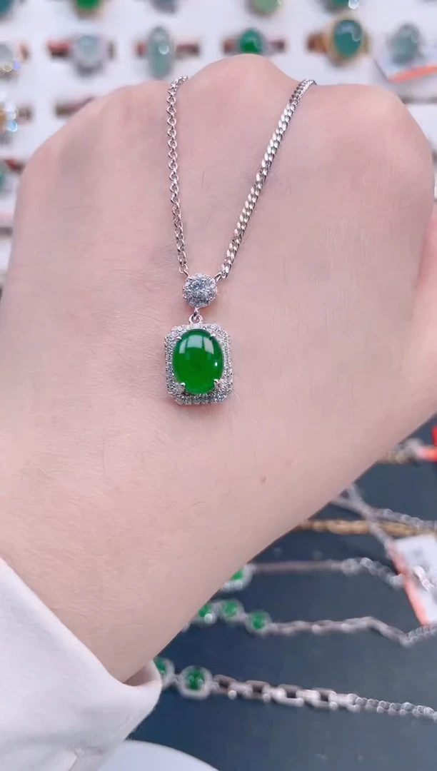 颈饰银S925镶嵌翡翠天然翡翠
