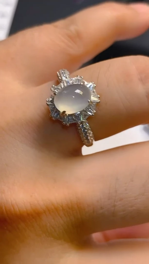 翡翠银S925镶嵌耳饰天然