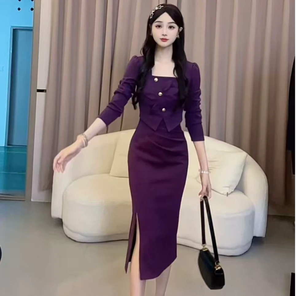 【蛋蛋】秋季时尚女神气质法式收腰名媛长袖显瘦连衣裙YYMZQ52922